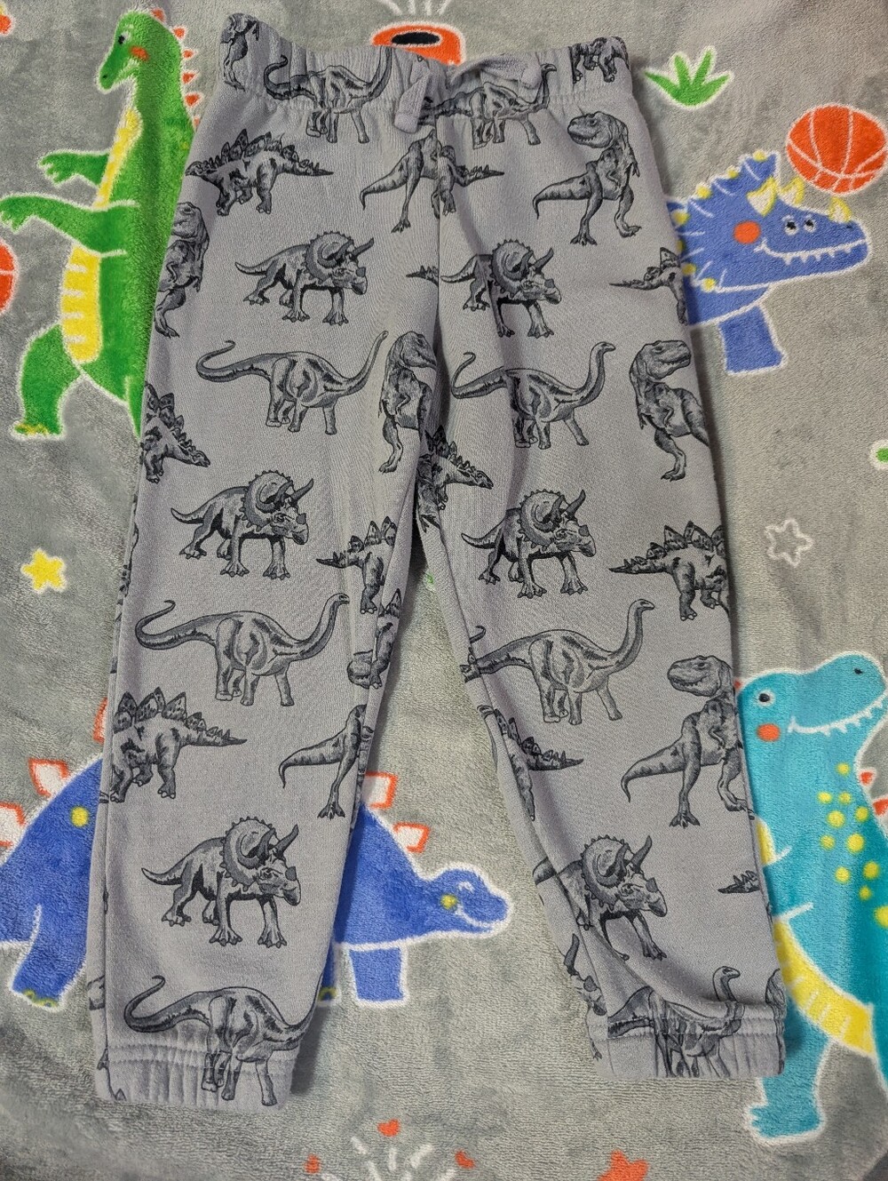 Kids Gray Dinosaur Print Joggers, Size 4T